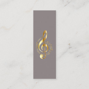 Music Treble Clef Chrome Personalised Mini Mini Business Card