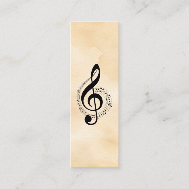 Music Treble Clef Chrome Personalised Mini Mini Business Card (Front)