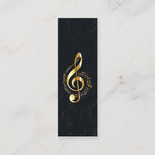 Music Treble Clef Chrome Personalised Mini Mini Business Card (Front)
