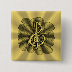Music Treble Clef Gold Customised 15 Cm Square Badge