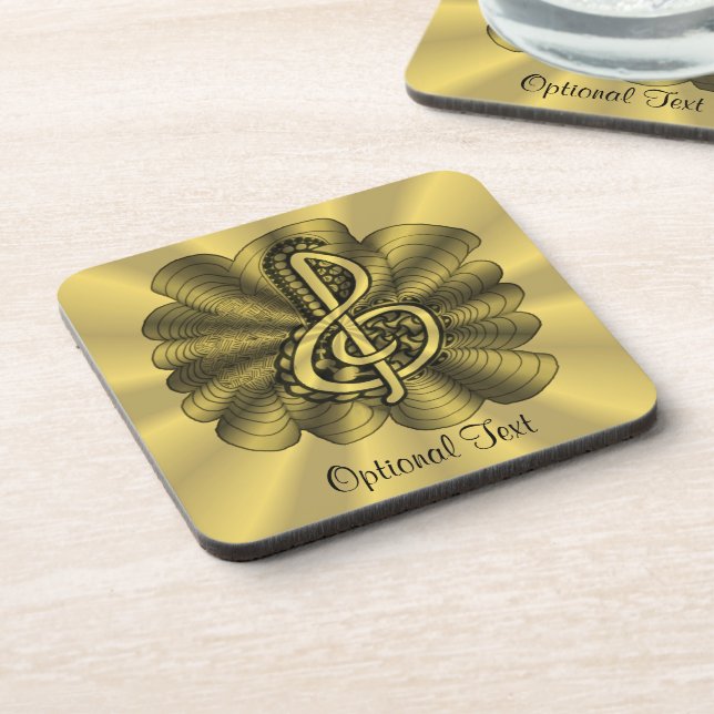 Music Treble Clef Gold Customised Coaster (Left Side)