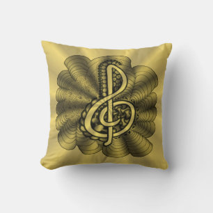 Music Treble Clef Gold Customised Cushion