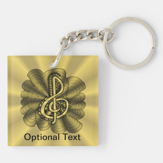 Music Treble Clef Gold Customised Key Ring (Back)