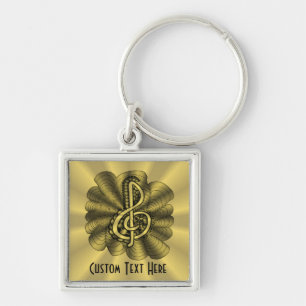 Music Treble Clef Gold Customised Key Ring