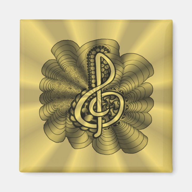Music Treble Clef Gold Customised Magnet (Front)