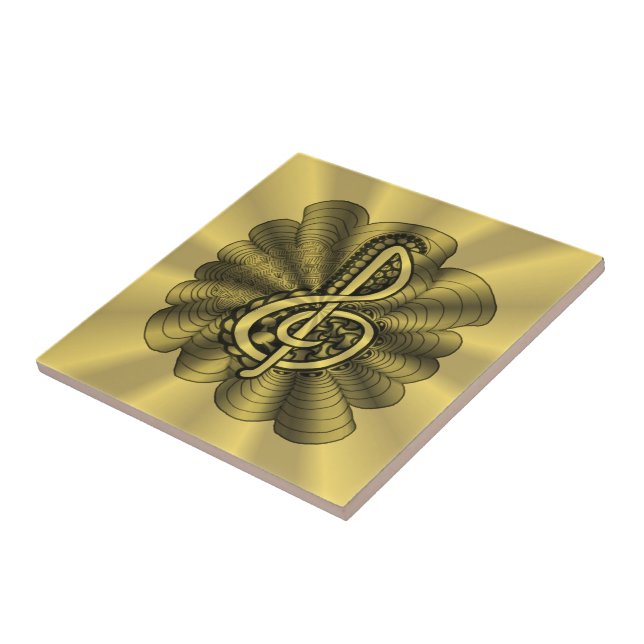 Music Treble Clef Gold Customised Tile (Side)