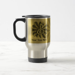 Music Treble Clef Gold Customised Travel Mug