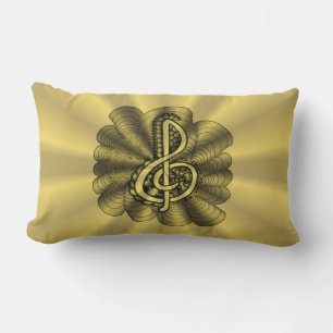 Music Treble Clef Gold Music Decor Lumbar Cushion