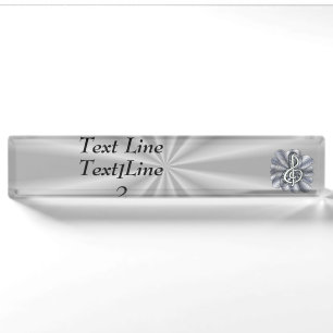 Music Treble Clef Silver Nameplate