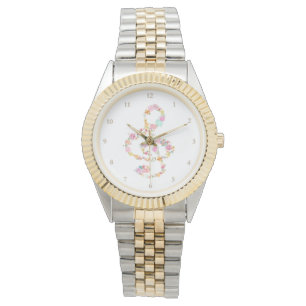 music treble clef watercolor flowers watch