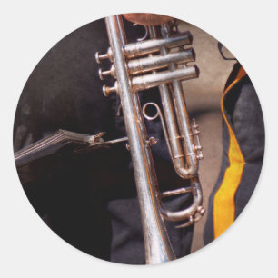 Music - Trumpet - Police marching band Classic Round Sticker