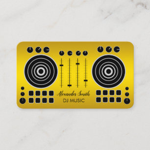 Music Turntable Black and Gold DJ Player Business  Business Card