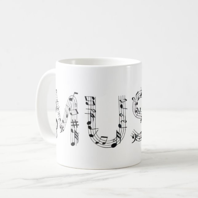 Music Typography Coffee Mug (Front Left)