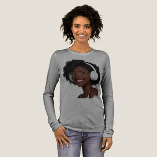 Music Vibes Headphones Portrait Long Sleeve T-Shir Tri-Blend Shirt