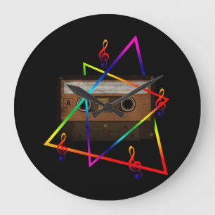MUSIC VINTAGE RETRO LARGE CLOCK