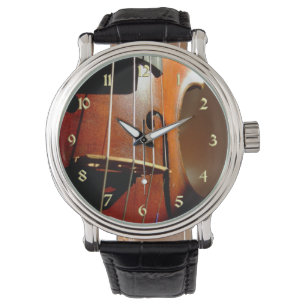 Music Vintage Violin with Gold Numbers Watch