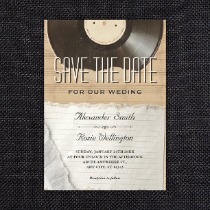 Music vintage wedding save the date