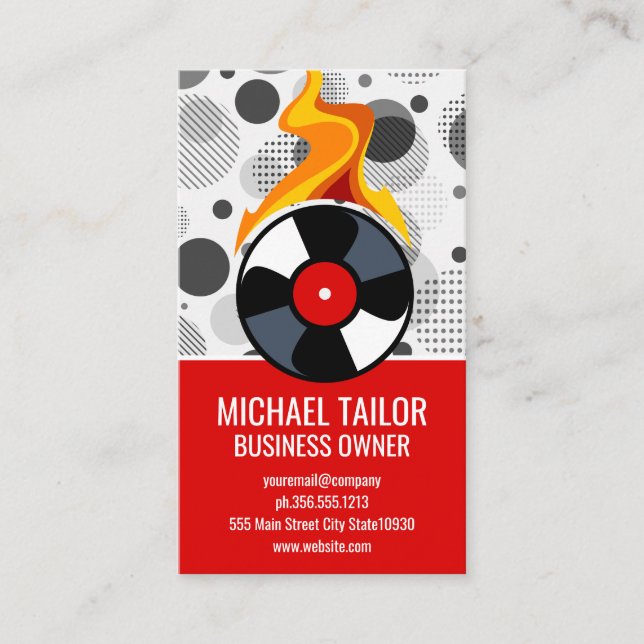 Music Vinyl Flame Business Card (Front)