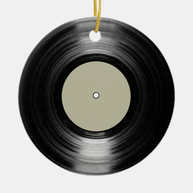 music vinyl record ceramic tree decoration (Front)