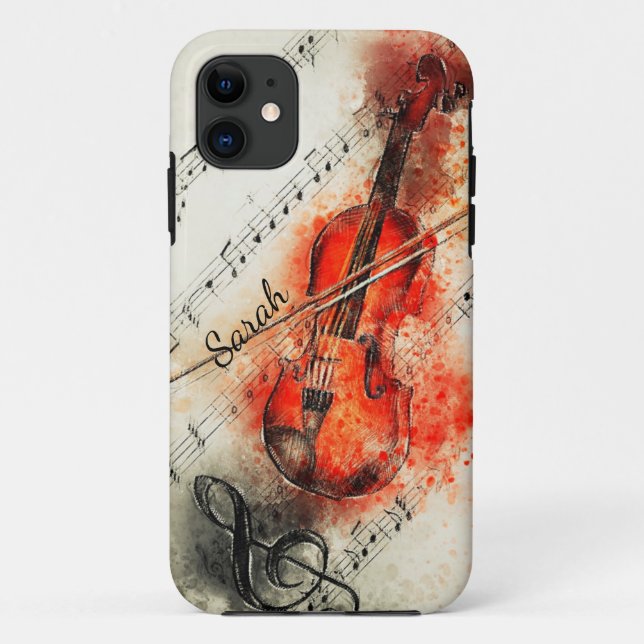 Music Violin Musician Musical Custom Name Case-Mate iPhone Case (Back)