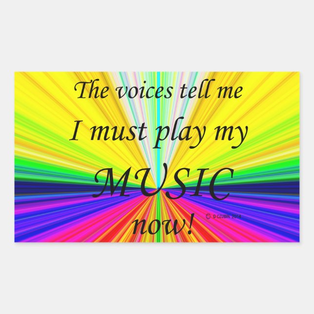 Music Voices Say Must Play Rectangular Sticker (Front)