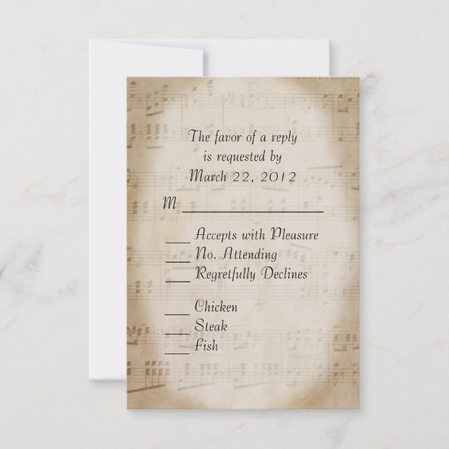 Music Wedding RSVP with Menu (Front)