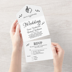 Music Wedding Theme  All In One Invitation