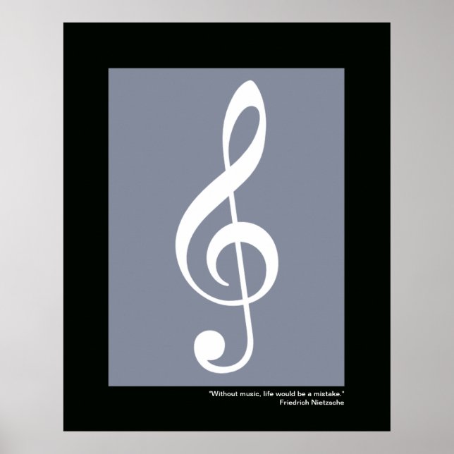 music white treble clef poster (Front)