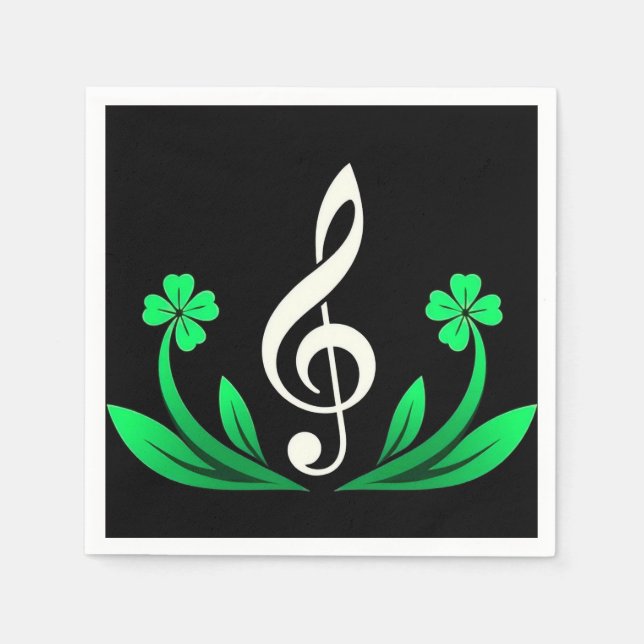 Music with lucky clover napkin (Front)