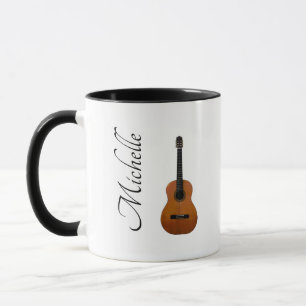 Musical Acoustic Guitar Black White Mug