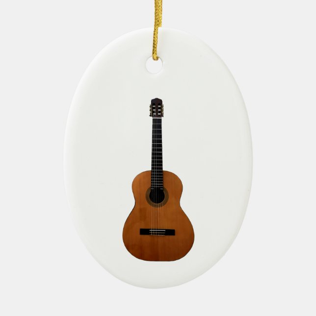 Musical Acoustic Guitar Christmas Ceramic Tree Decoration (Front)