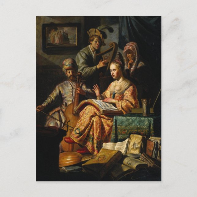 Musical Allegory by Rembrandt Postcard (Front)