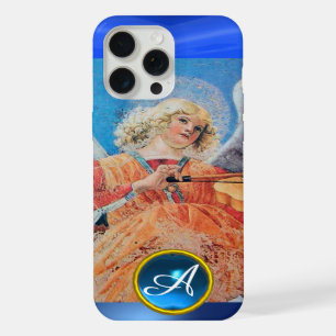 MUSICAL ANGEL , Blue Sapphire Gemstone Monogram iPhone 15 Pro Max Case