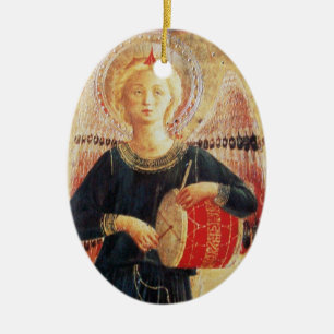 MUSICAL ANGEL  Ruby Gem stone Ceramic Tree Decoration