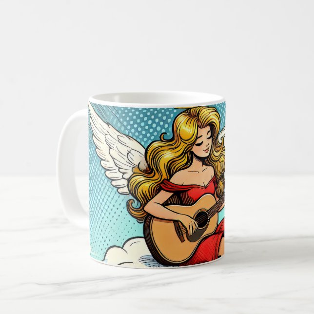 Musical Angel with guitar Coffee Mug (Front Left)