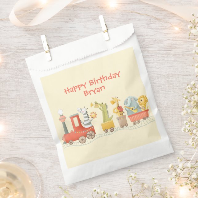 Musical Animal Train Birthday Favour Bags (Clipped)