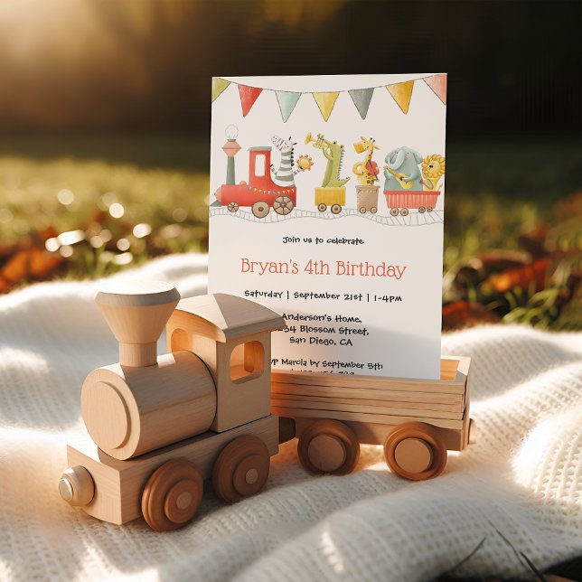 Musical Animal Train Birthday Invitation (Creator Uploaded)