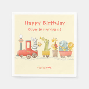 Musical Animal Train Birthday Napkin