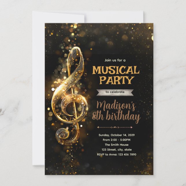 Musical birthday Party Invitation (Front)
