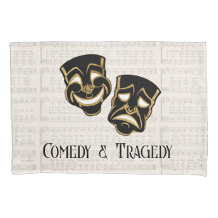 Musical Black & Gold Comedy and Tragedy Pillowcase