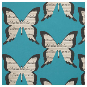 Musical butterflies - sheet music butterfly fabric