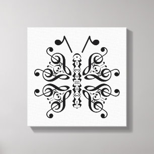 Musical Butterfly Music Note Scroll Design Canvas Print