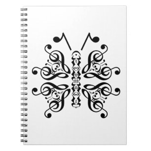 Musical Butterfly Music Note Scroll Design Notebook