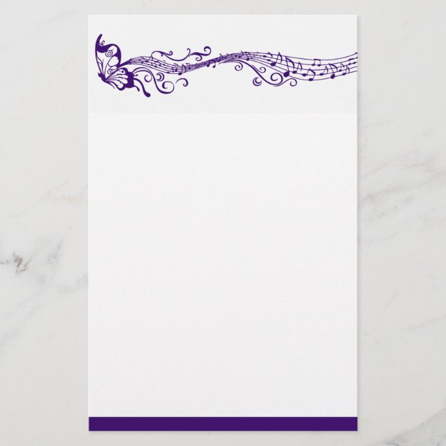 Musical butterfly purple stationery (Front)