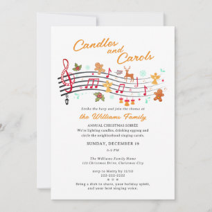 Musical Candles & Carols Festive Family Christmas Invitation