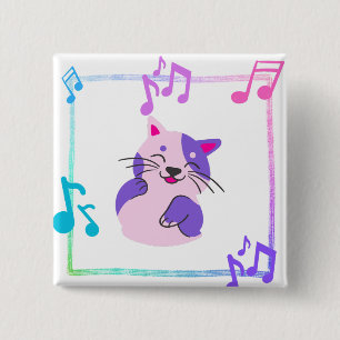 Musical Cat 15 Cm Square Badge