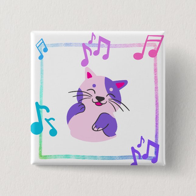 Musical Cat 15 Cm Square Badge (Front)