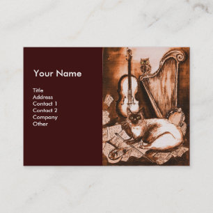 MUSICAL CAT, Brown and White Business Card