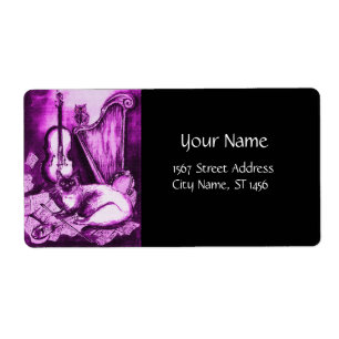 MUSICAL CAT ,Pink Purple Violet White and Black