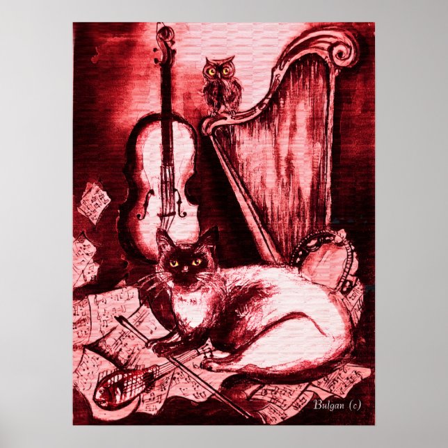MUSICAL CAT ,Red and White Poster (Front)